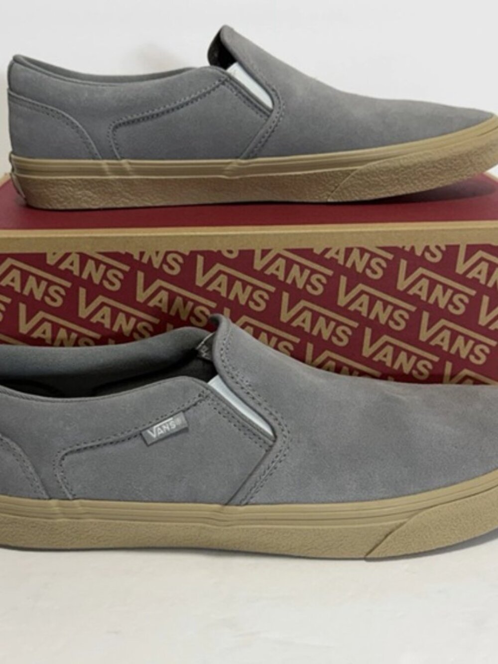 NIB Vans Asher Crepe Frost Gray Slip On Men's Sneakers Size 10 Suede